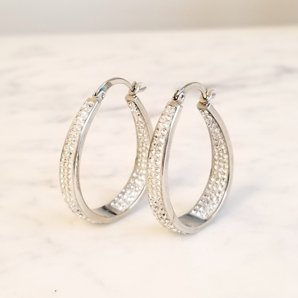 Elegant Hoop Crystal Earrings